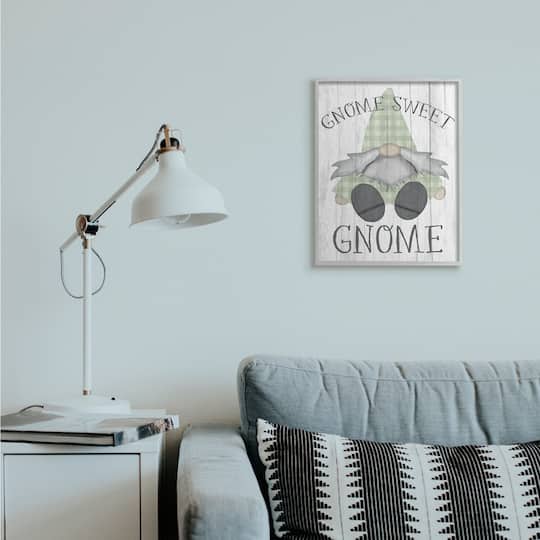 Stupell Industries Gnome Sweet Gnome in Gray Frame Wall Art